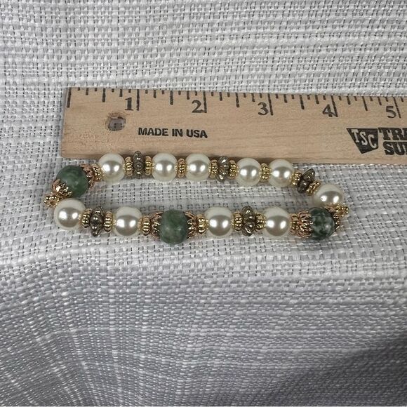 New Skyline Collection Set of 2 Bracelets Genuine Green Zebra Jasper Bracelets - Picture 3 of 5